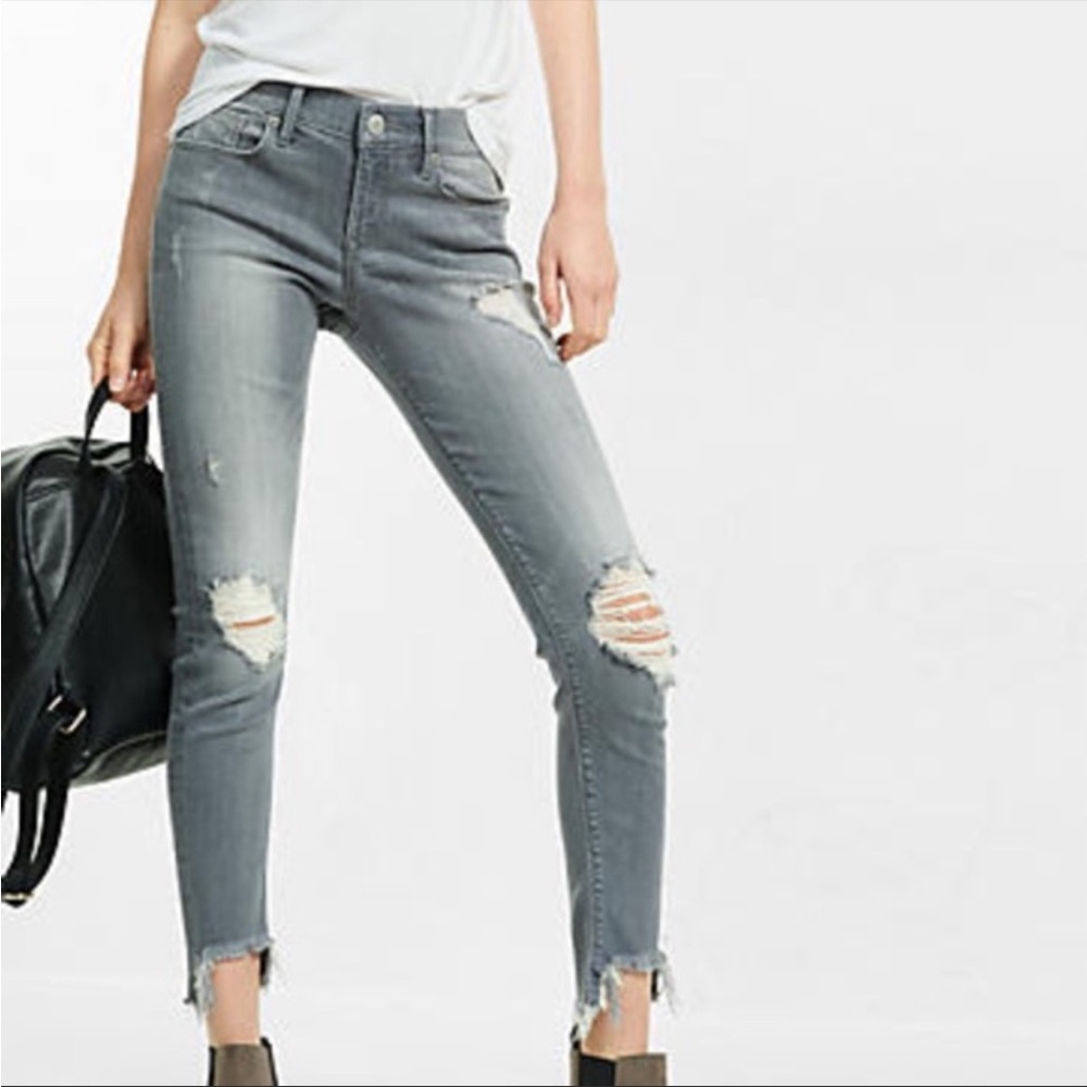 Express Jeans Performance Stretch Distressed Mid … - image 1